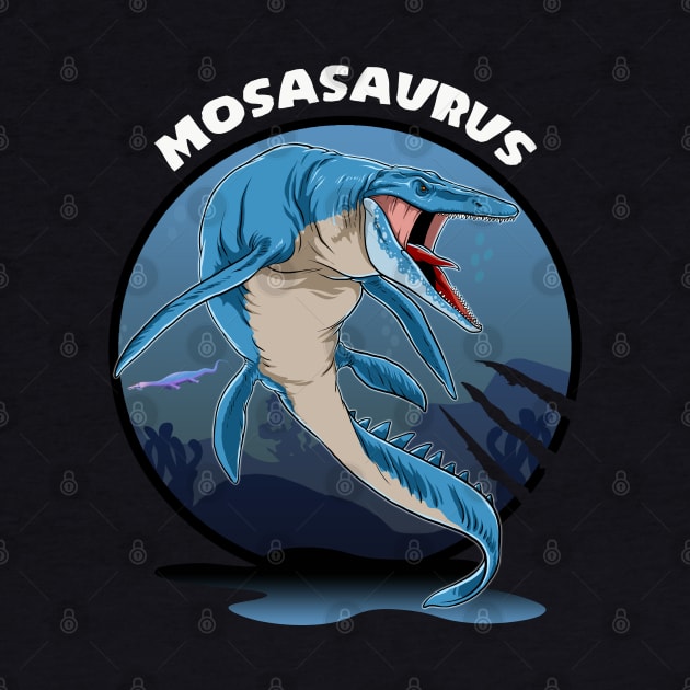 Mosasaurus Prehistoric Design With Background by Terra Fossil Merch